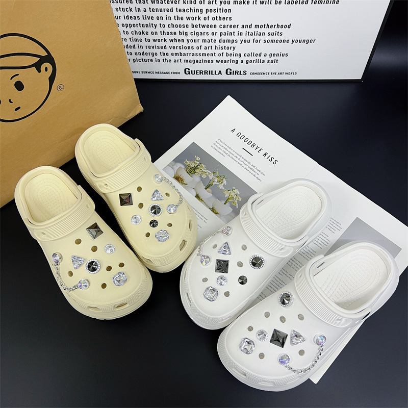 hole shoes accessories diy shoes flower cross hole shoes fastener diamond chain buckle detachable decorative buckle accessories