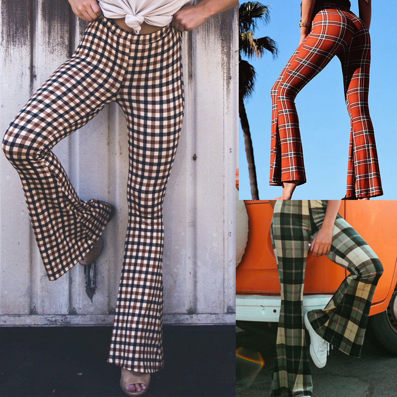 European and American fashion new women's clothing 2018 AliExpress autumn and winter slim plaid Joker casual micro-pants