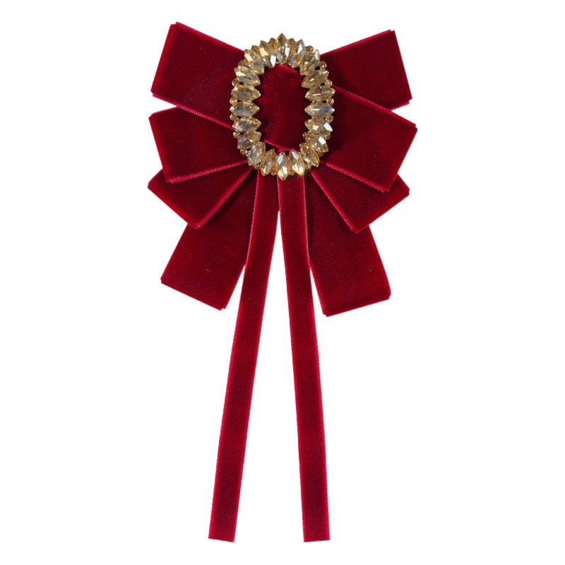 Cross-border jewelry autumn and winter style Chanel style vintage velvet black bow high-grade gold bow tie female brooch wholesale