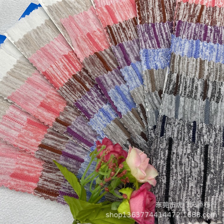 New knitted TR two-color yarn horizontal jacquard 165g thin single-sided solar calendar single-sided Jersey horizontal Jacquard