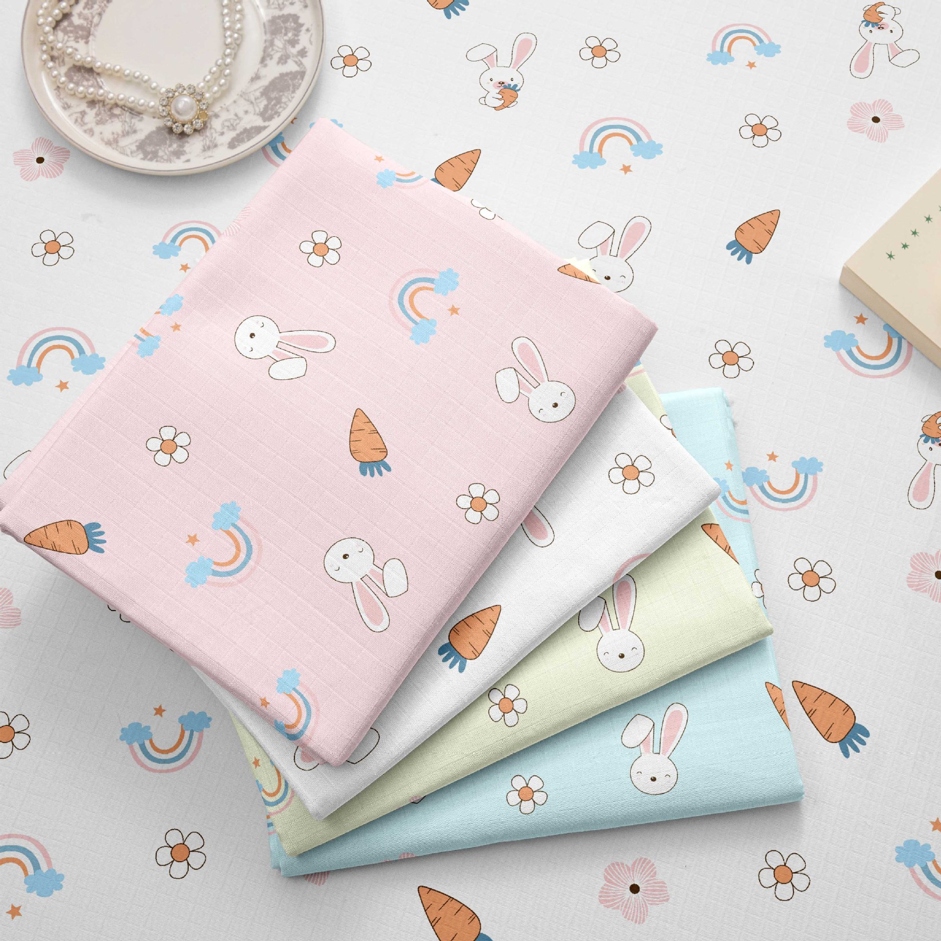 Factory Wholesale Infant and Child Type a Pre-Shrunk 110*90 Non-Fluorescent Plain Weave 40 Count Combed Muslin Double Layer Cotton Gauze