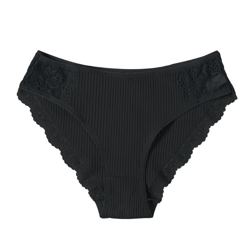 Picture of AliExpress youth underwear women's striped student cotton lace briefs mid-waist solid color women's underwear