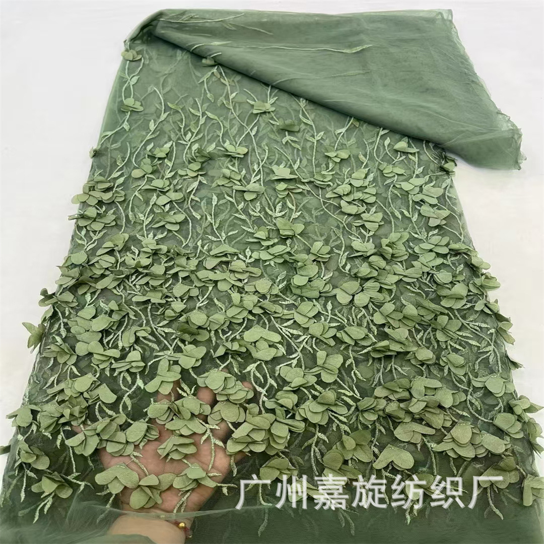 Picture of Unilateral gradient three-dimensional flower embroidery mesh fabric wicker flower children's clothing tutu skirt dress dress embroidered cloth
