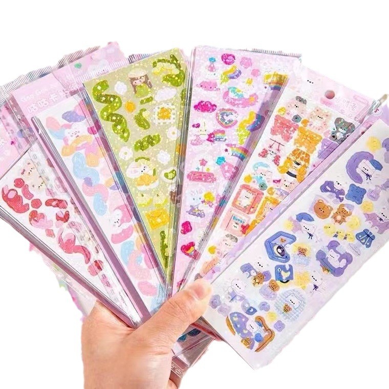 Picture of Laser Goo Card Sticker DIY High Color Value Girl's Hand Account Paste Goo Ka Children's Hand Account Laser Sticker Match with Heart