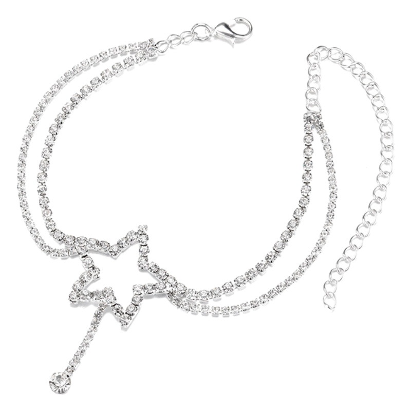 Europe and the United States cross-border explosions stars double rhinestone anklets exquisite novel shiny beach anklets ladies wholesale