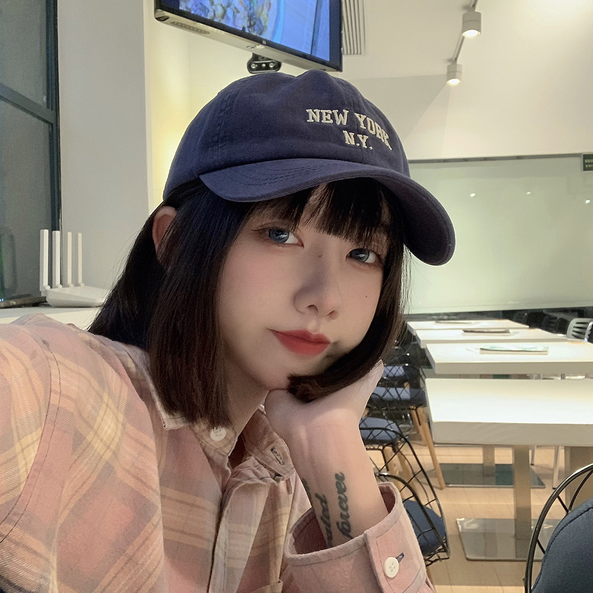 Korean Vintage Letter Embroidered Washed Baseball Cap Children Autumn and Winter American Street Internet Celebrity All-match Couple Cap