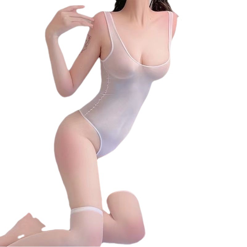 Push-Up Sexy Lingerie, See-Through Ice Japanese Style Style Suspenders, Water Swimsuit, Sexy Open Jumpsuit, Pajamas for Women, Sexy