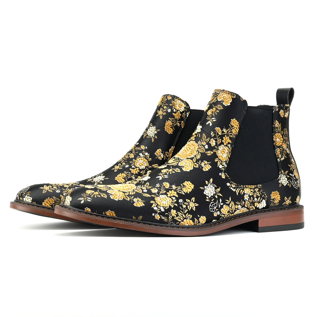 Vintage Embroidered Pressed Floral Chelsea Boots Men's Naked Boots