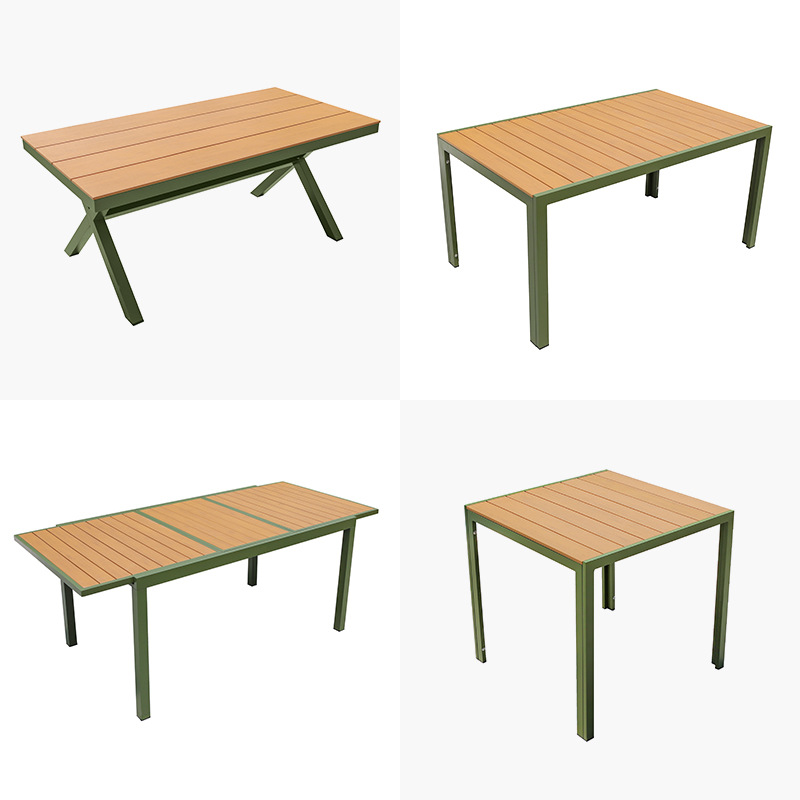 Picture of Outdoor tables and chairs, courtyard garden villa exterior shelves, waterproof, explosion-proof, sun-resistant, outdoor leisure plastic-wood tables, aluminum alloy dining tables and chairs