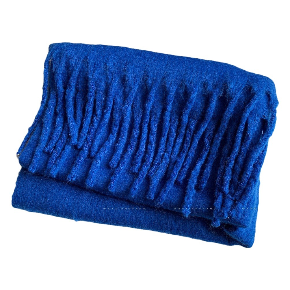 Solid Color Mohair Scarf for Women, Autumn and Winter 2025 New Style, Thick Braided Winter Student Shawl and Neck Warmer Wholesale