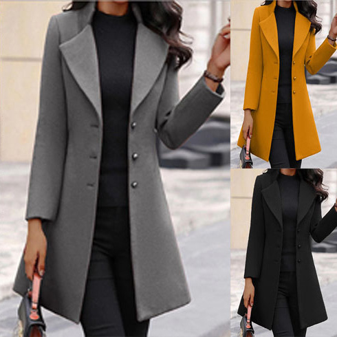 Picture of Cross-border Winter New Women's Coat Korean Slim-fit Mid-length Amazon European and American Women's Cross-border Woolen Coat