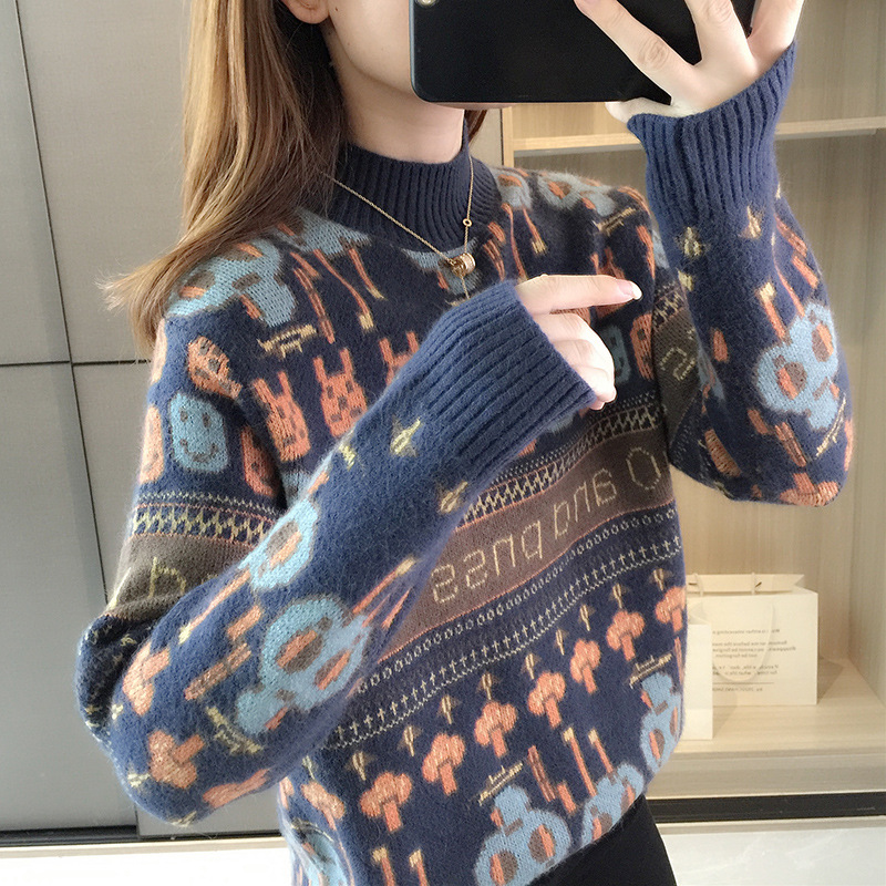 Picture of Women's sweater autumn and winter 2024 new women's clothing popular fashionable half turtleneck lazy style bottoming shirt trendy