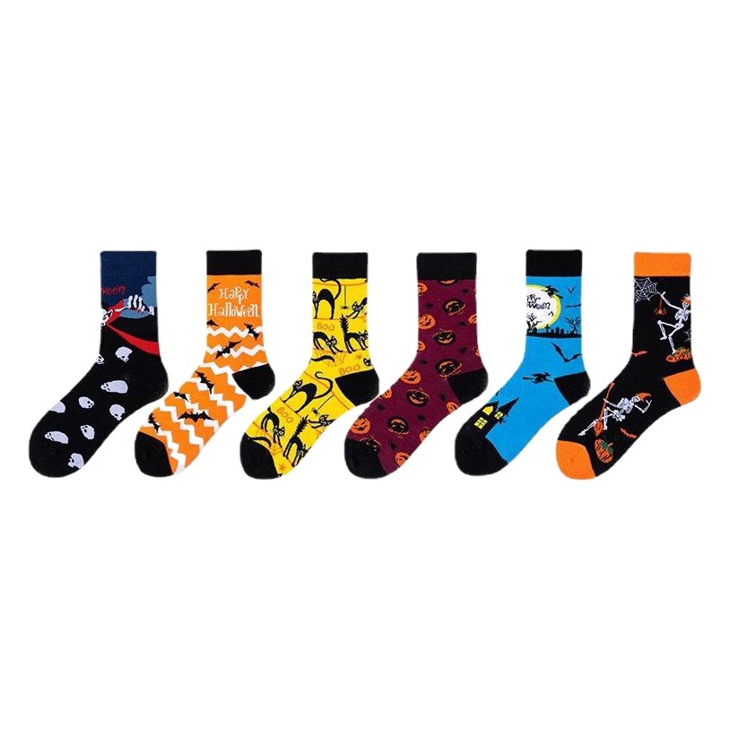Halloween socks trendy mid-calf women's socks skull vampire pumpkin bat funny socks men's fashion socks