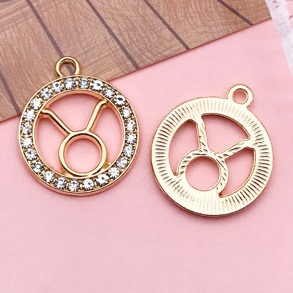 Picture of Twelve Zodiac Signs Cross-Border Zodiac Signs with Diamonds Alloy Accessories DIY Combination Necklace Earrings Pendant Pendant Accessories
