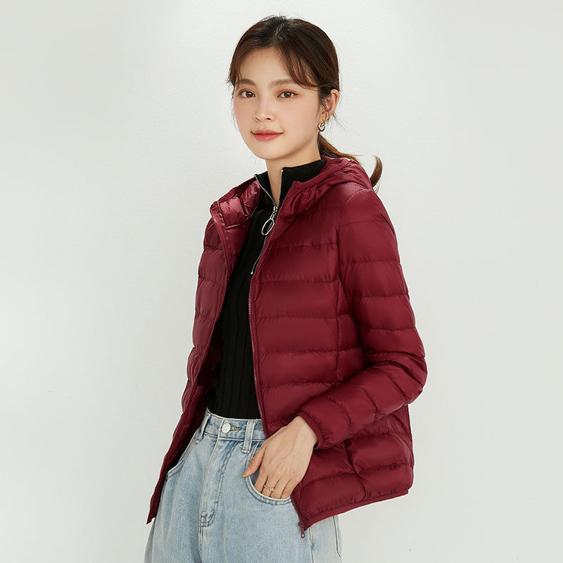 Picture of 90 down down Jacket Women's Hooded Lightweight Short Large Size Lightweight Western Style White Duck down Jacket Pinghu down Jacket Wholesale