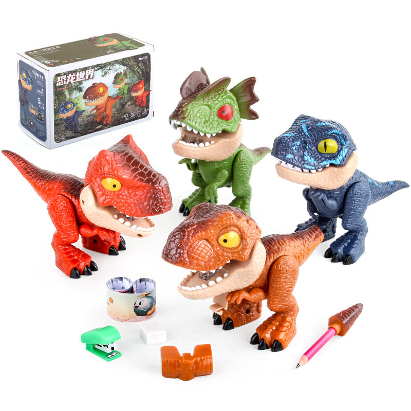 Children's Student Stationery Disassembly and Assembly Dinosaur Five-In-One Pencil Sharpener Rubber Science and Education Learning Toys Educational