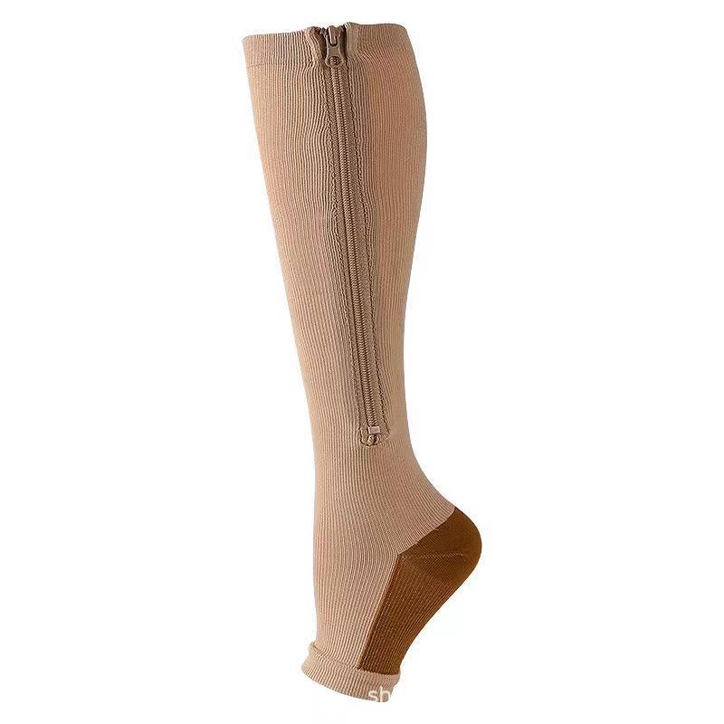 Picture of Cross-Border Elastic Zipper Socks, Open-Toe Sports Compression Socks, Compression Socks, Long Tube Sports Calf Socks