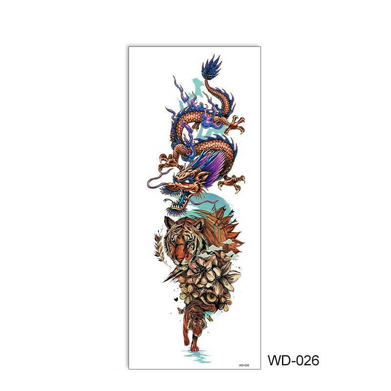 Picture of Full Arm Tattoo Sticker Cross-border New Waterproof Sweat Simulation Cross Buddha Black and White Colorful Personality Full Arm Temporary Tattoo