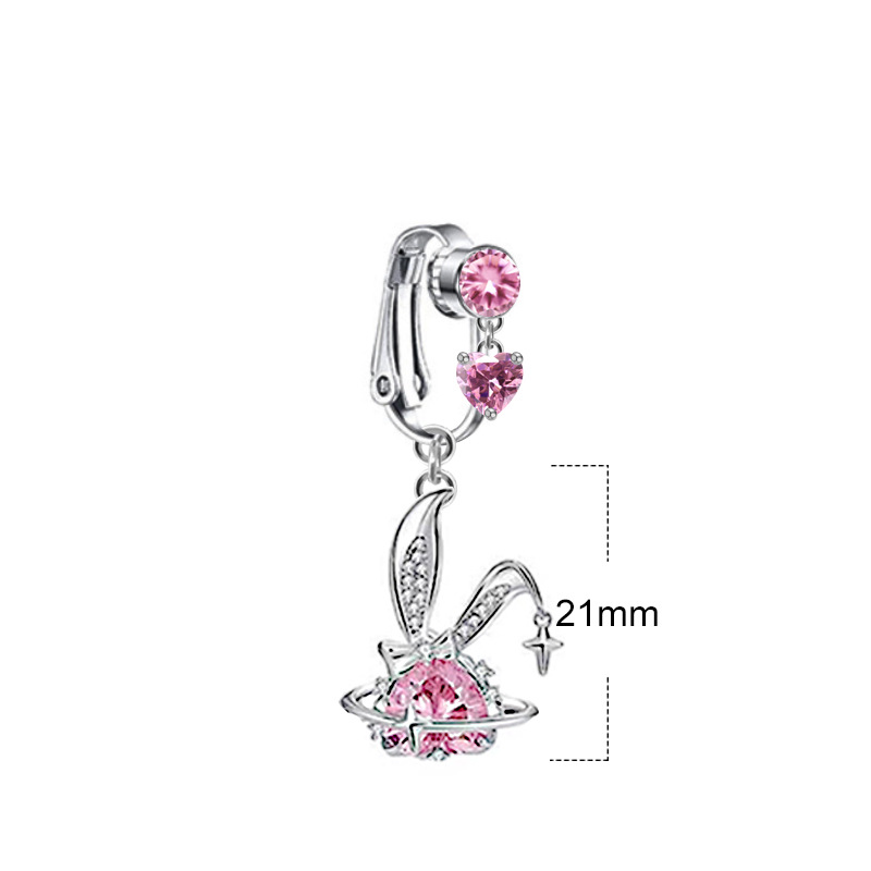 Picture of Gaby European and American Cross-Shaped Navel Ring Planet Moon Navel Ring Navel Ornament Rabbit Heart Non-Porous Navel Nail Ear Clip Dual Use