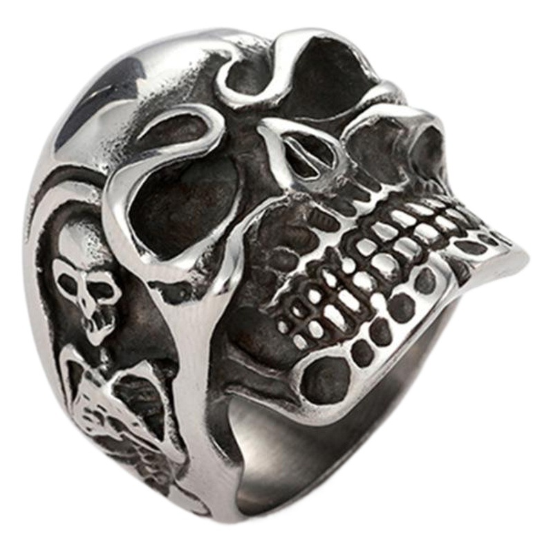 European and American Jewelry Manufacturers Supply Retro Personalized Oversized Skull Ghost Head Men's Rings Foreign Trade