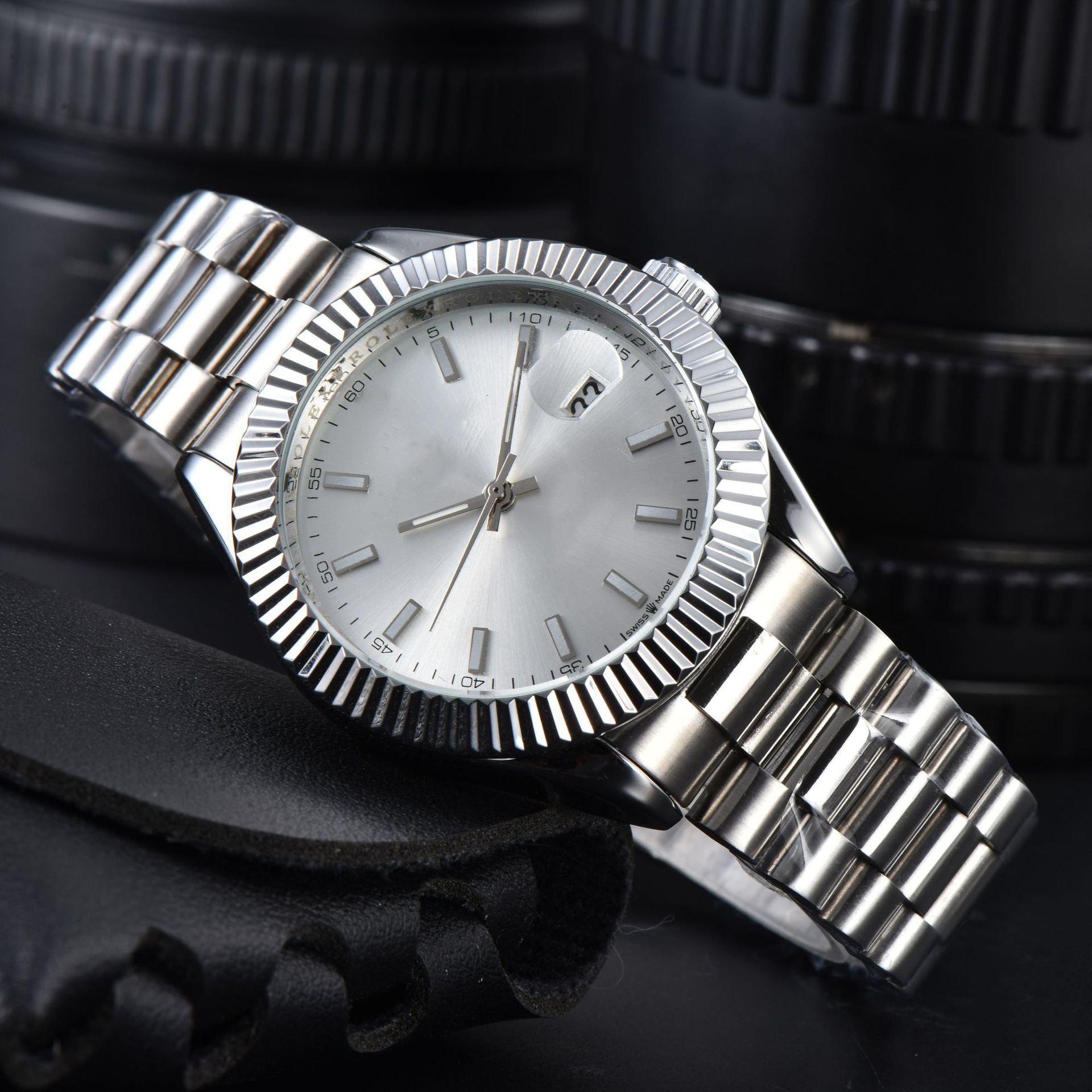 2024 foreign trade new men's high quality steel belt 3-needle mechanical labor watch manufacturers wholesale a generation of hair