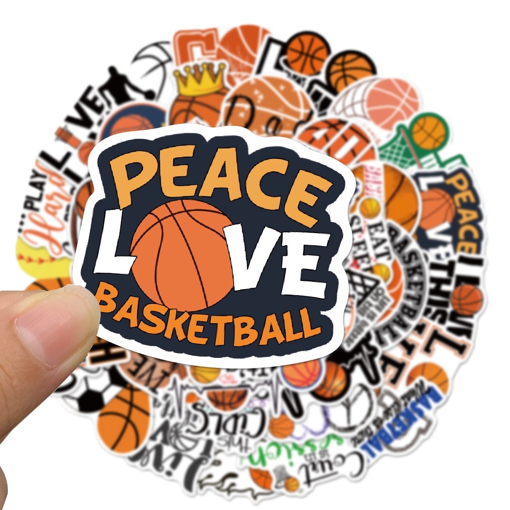 50 pieces creative basketball cartoon stickers luggage water cup mobile phone waterproof decoration hand Account Reward small stickers wholesale