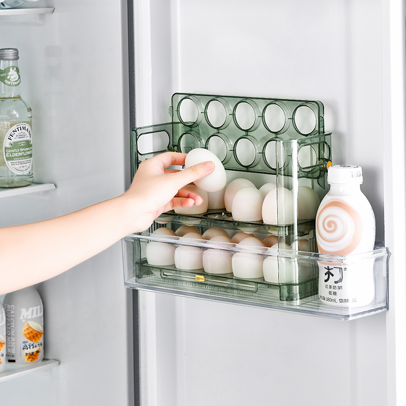 Picture of Egg storage box kitchen fresh-keeping egg box storage artifact refrigerator side door egg holder flip egg rack