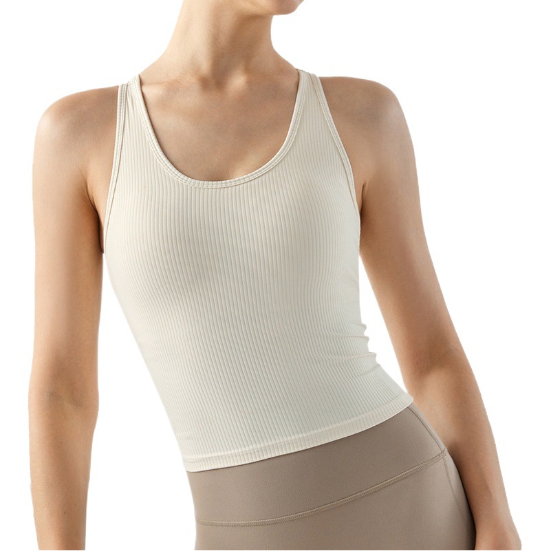 Amazon Yoga Wear Vest Top Semi-Fixed Water Drop Cup Sports Vest I-Shaped Beautiful Back Slim Fitness Wear for Women