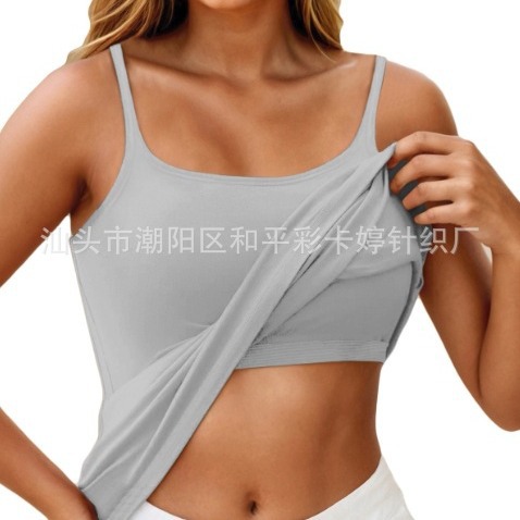 Explosions Cross-border Foreign Trade 2PC Long with Chest Pad Beauty Back Camisole Vest Wear T-shirt One-piece Base Modal