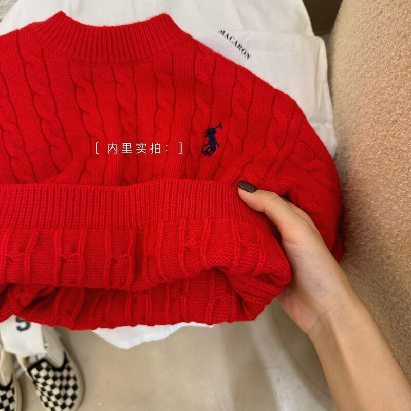 Picture of [in stock] Boys' and Girls' Red Sweater Thick Korean Style New Year's Service for Children's Baby in Autumn and Winter