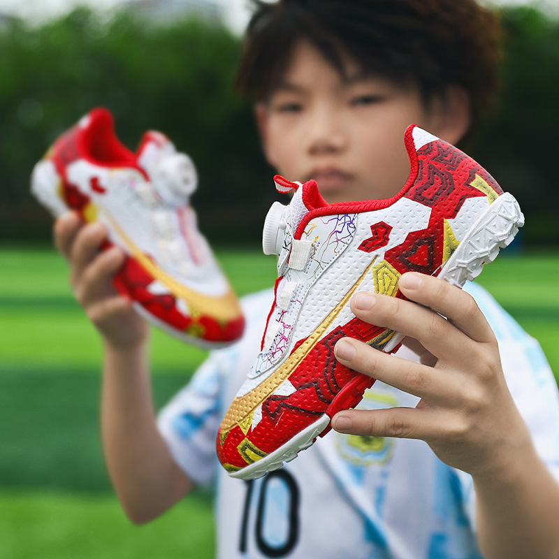 New Children's Rotating Buckle Broken Nail Training Football Shoes Girls Boys Primary School Students Sports Competition Training Shoes Men