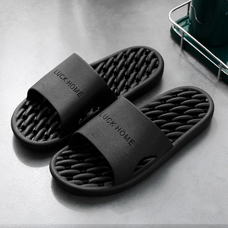 Picture of Summer Bathroom Soft Bottom Slip-on Feeling Slippers Women's Home Indoor Sanitary Hotel Bathing Household Leakage Non-slip Slippers Men's Slippers