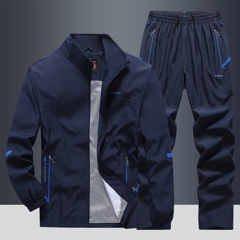 Spring and Autumn casual sports suit men's two-piece stand collar jacket men's coat top clothes group clothes