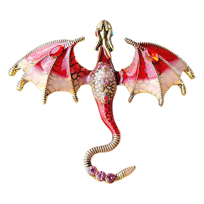 Niche Enamel Dragon Brooch European and American Fashion Diamond-encrusted Animal Pins Cross-border Hot Selling Corsage All-match Diamond-encrusted Accessories Women
