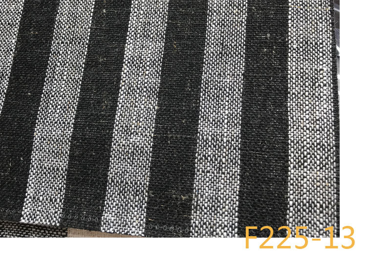 Picture of 9 Coated F225 Linen Polyester-Hemp Interwoven Polyester Black and White Plaid Stripe Fabric Shoe Cloth