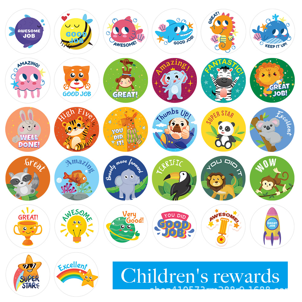 Cross-border cartoon children's reward stickers English small animal cartoon stickers hand book decoration stickers