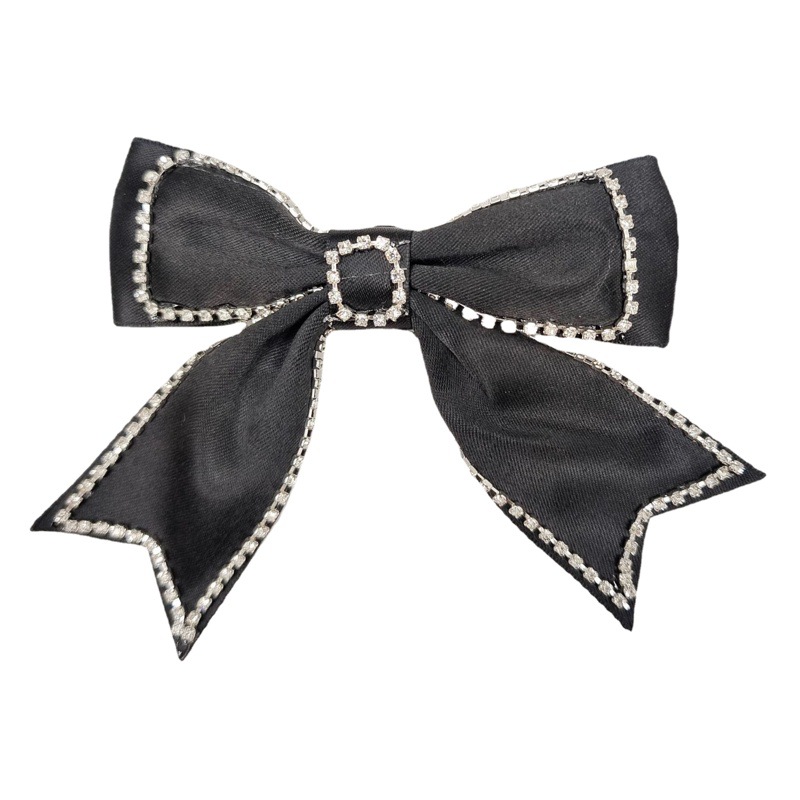 Tweed Style Small Bow Brooch Comes with Buckle Pin DIY Clothing Accessories Decoration Handmade Beading Cloth Sticker Black and White