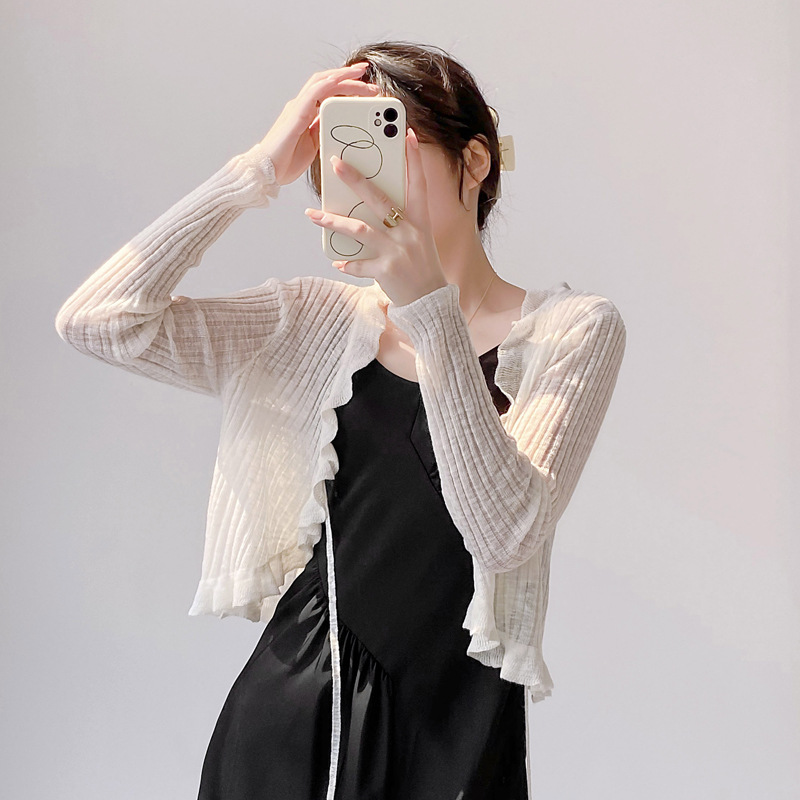 Picture of Sunscreen Knitted Cardigan Women's Thin Slip Skirt Outer Wear Air Conditioning Blouse Summer Shawl Ice Silk Small Waistle Fairy Jacket