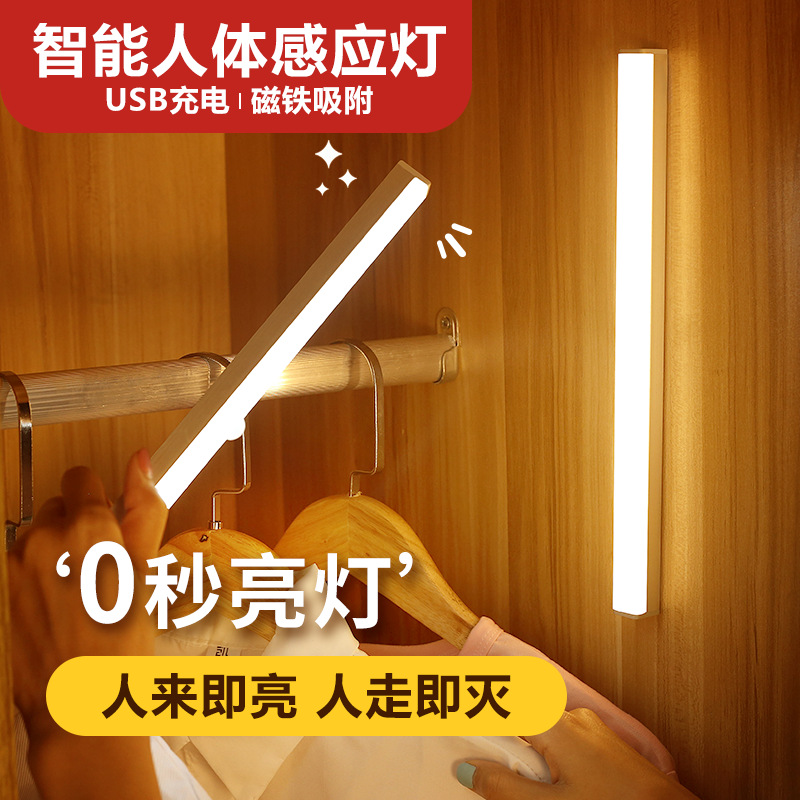 Picture of Led Human Body Sensor Lamp Wireless Magnetic Wine Cabinet Wardrobe Charging Strip Smart Cabinet Night Light Factory Cross-Border