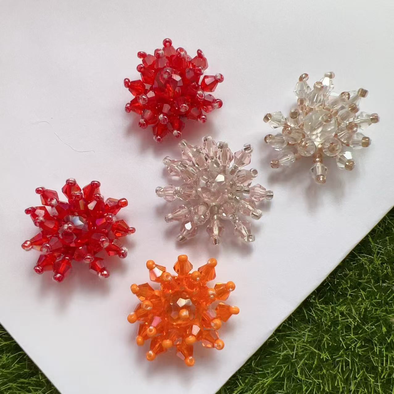 Picture of Handmade String Crystal Beads Flower Bud Accessories Clothing Shoes Flower Decoration Earrings Handmade DIY Accessories Flower Accessories Accessories