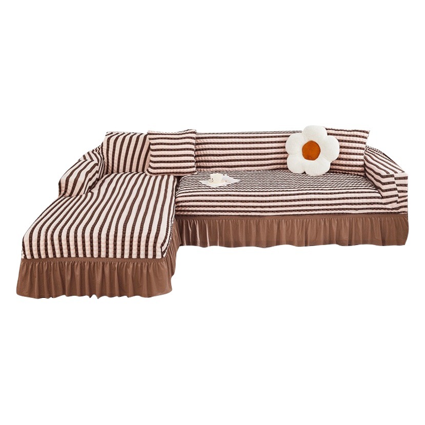 Internet-famous seersucker lace combined sofa cover single and double elastic all-inclusive sofa cover universal for all seasons