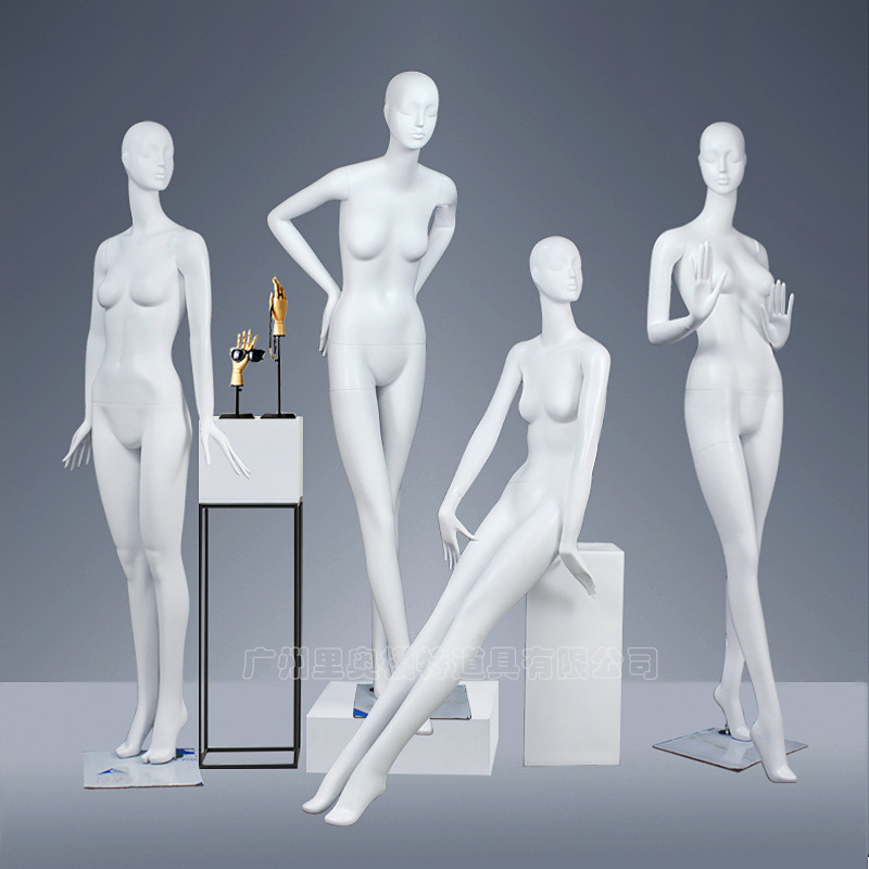 Glass steel model Summer new high quality window matte white female model display props wholesale