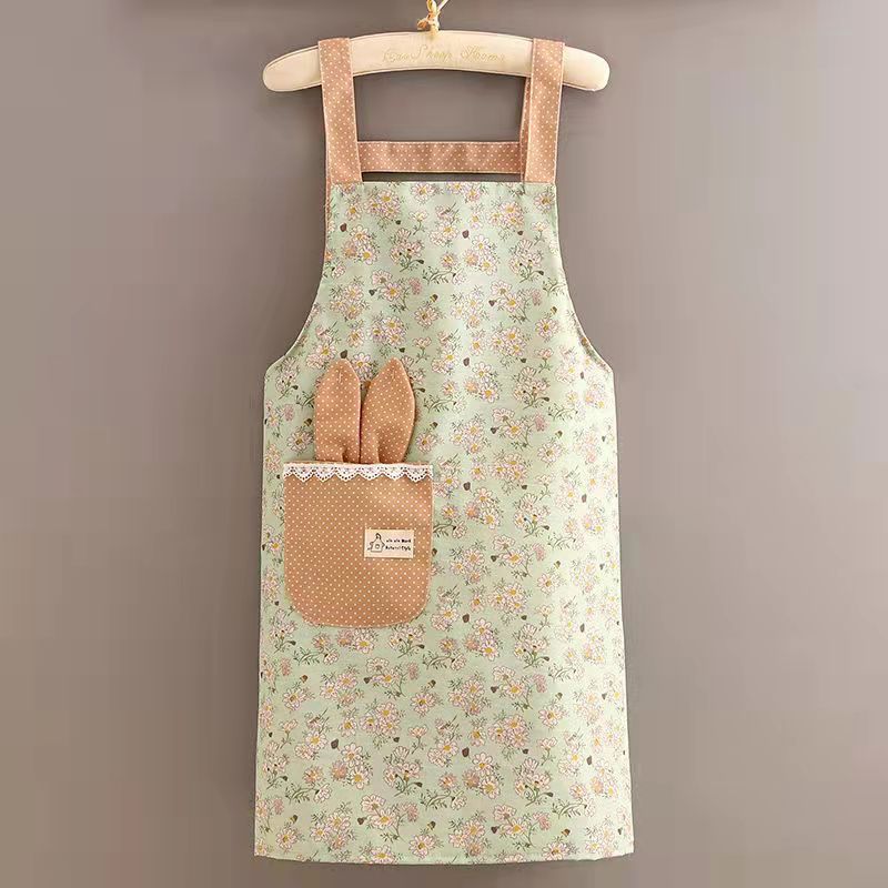 Picture of Long-sleeved Canvas Apron Women's Korean-style Household Kitchen Cooking Overalls Breathable Catering Overalls Anti-fouling Adult Apron