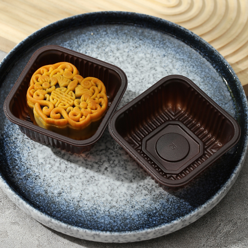 New thickened frosted plastic tray 50g/80g moon cake base tray egg yolk crisp tray snow mei Niang mung bean cake baking