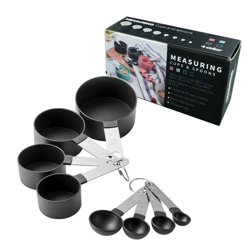 Picture of New stainless steel handle measuring cup 8 piece set plastic measuring spoon measuring spoon Baking set kitchen gadget measuring spoon