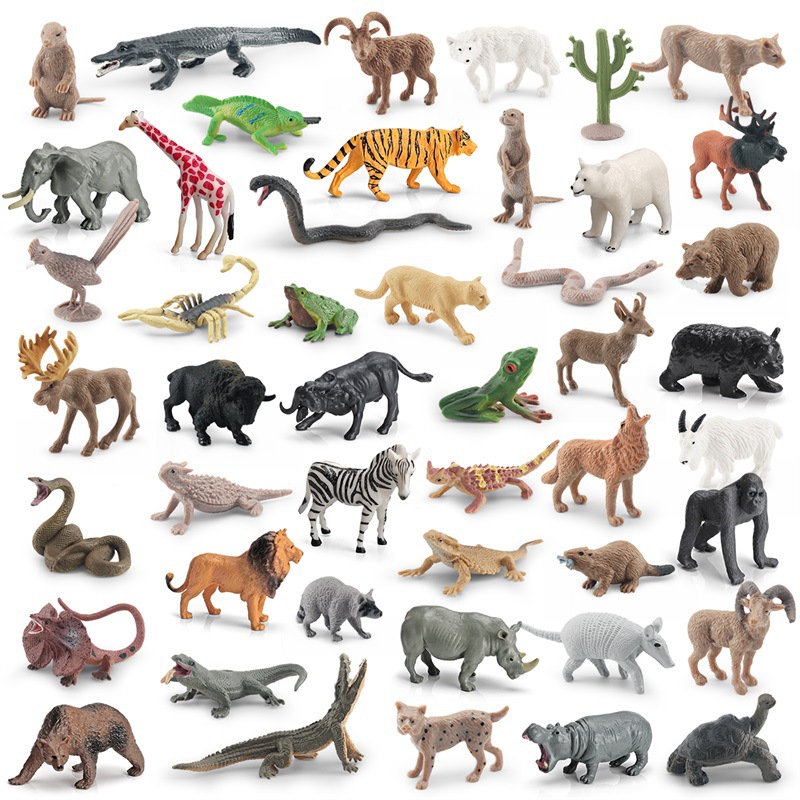 Children's cognitive forest animal suit simulation cougar bighorn sheep raccoon elk elephant tree frog model ornaments