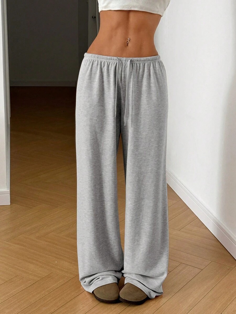 Ad239 Spring and Autum New European and American Style Loose Draped Wide-Leg Drawstring Elastic Waist Slimming Look Sports Casual Pants