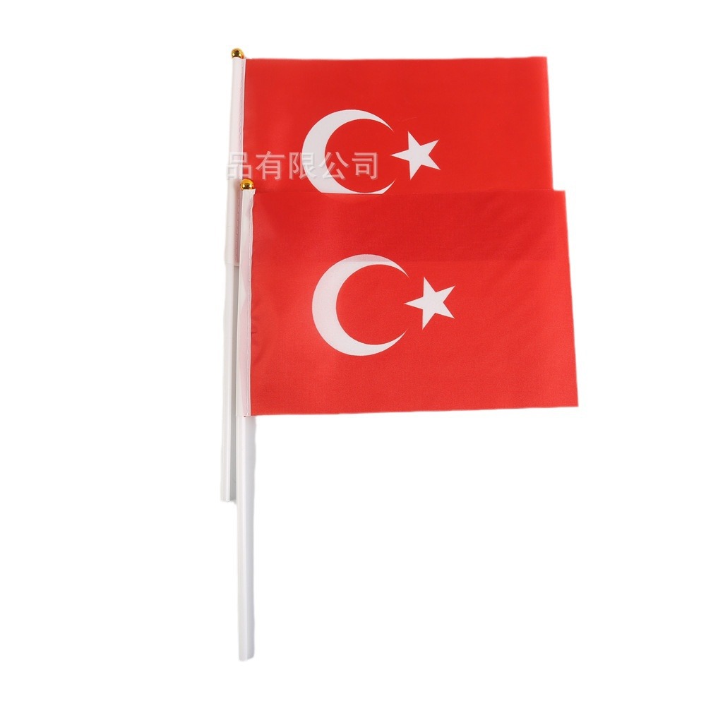 Picture of 14*21cm Turkey hand flag manufacturers 20*28cm polyester flag 30*45cm in stock wholesale with rod