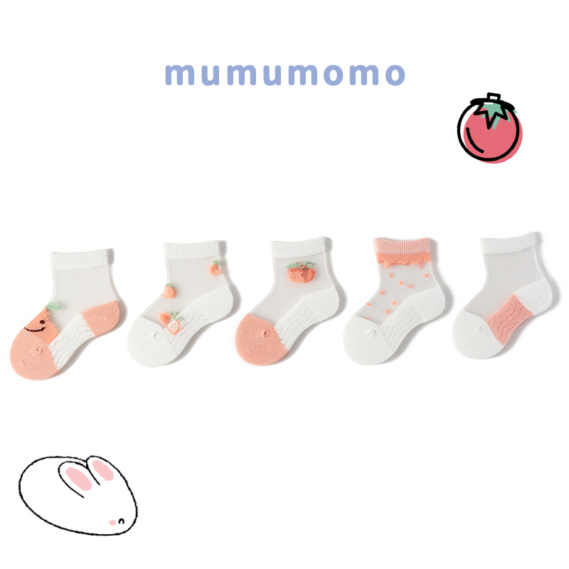 Picture of Spring and summer new cartoon children's ice silk socks summer mesh hollow baby socks ultra-thin glass silk girls socks