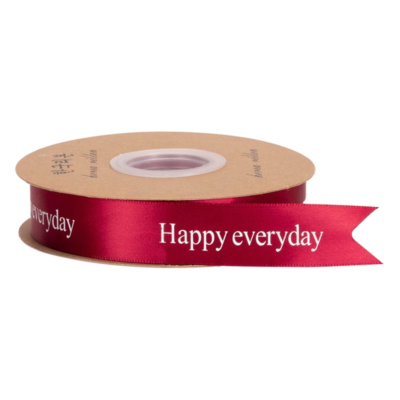 2.5cm Flower Packaging Ribbon Sweet Ribbon Tie Cake Gift Box Floriculture Flower Print English Letter Ribbon